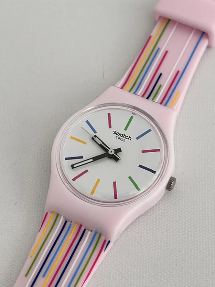 Swatch Pink Mixing 25mm Silikon Kordon Kadın Kol Saati LP155 - Resim 2