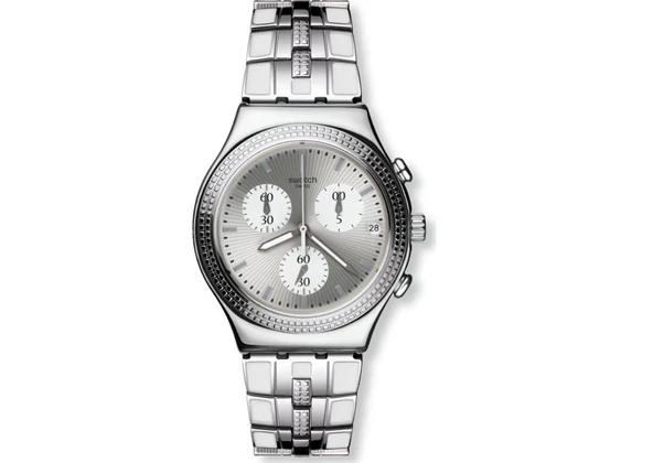 Swatch Crystal Cascade 40mm Çelik Kordon Erkek Kol Saati YCS580G