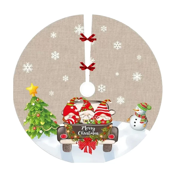 Yılbaşı Çam Ağacı Örtüsü Gnomelar Christmas Partisine Gidiyor Büyük Boy 95 cm - 3