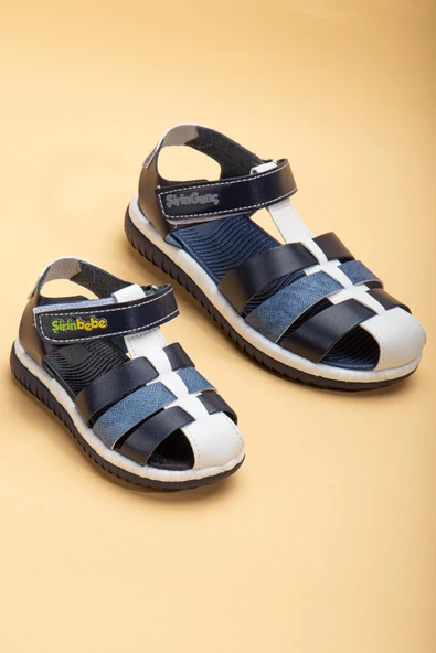 Şirin Bebe Ortopedik Kafes Lacivert Kot Erkek Bebek Sandalet - 2