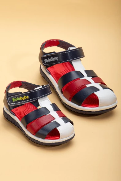 Şirin Bebe Ortopedik Kafes Lacivert Kırımızı Erkek Bebek Sandalet - 2