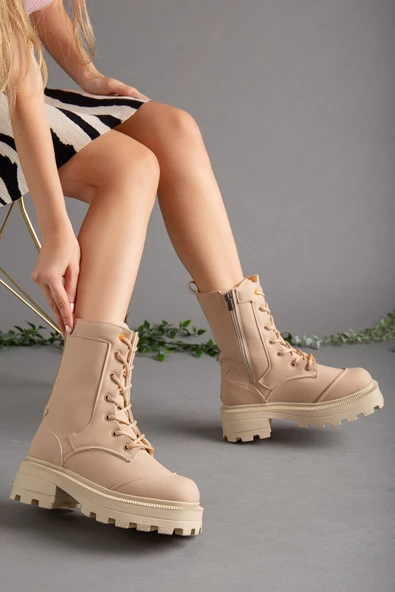 Kalın Taban Bağcıklı Nude Kadın Postal Bot - Resim 2