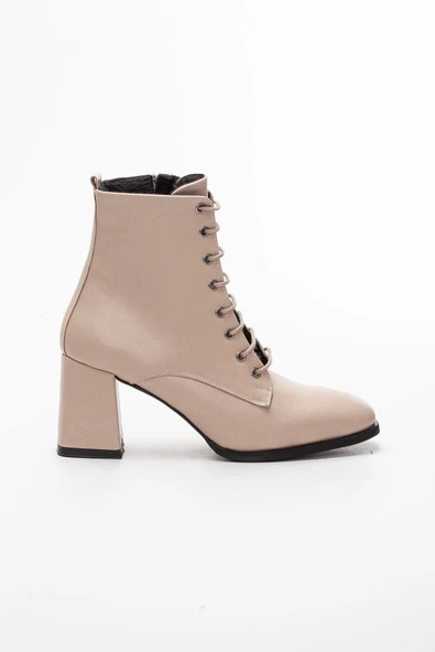 Dilimler Ayakkabı Cilt Ten Kadın Büyük Küçük Numara Topuklu Bot - 3