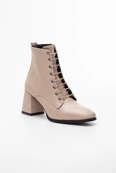 Dilimler Ayakkabı Cilt Ten Kadın Büyük Küçük Numara Topuklu Bot - 4