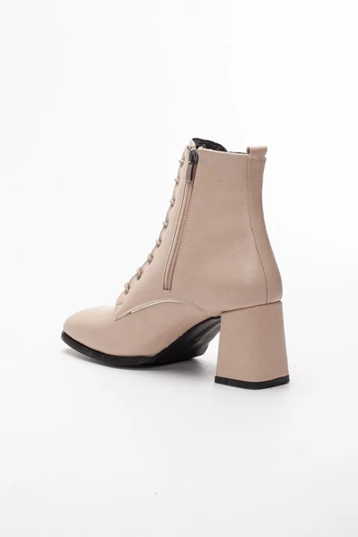 Dilimler Ayakkabı Cilt Ten Kadın Büyük Küçük Numara Topuklu Bot - 5