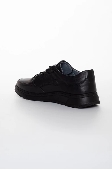 Hakiki Deri Bağcıklı Siyah Erkek Casual Ayakkabı - Resim 4