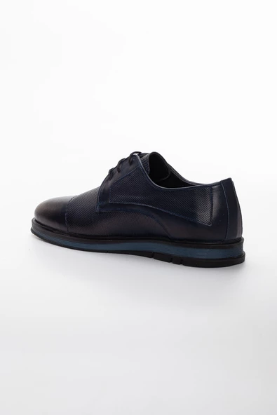 Hakiki Deri Baskılı Lacivert Erkek Günlük Ayakkabı - Resim 5