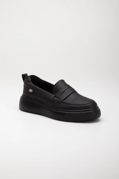 Kolej Model Kalın Taban Cilt Siyah Kadın Günlük Ayakkabı - Resim 3