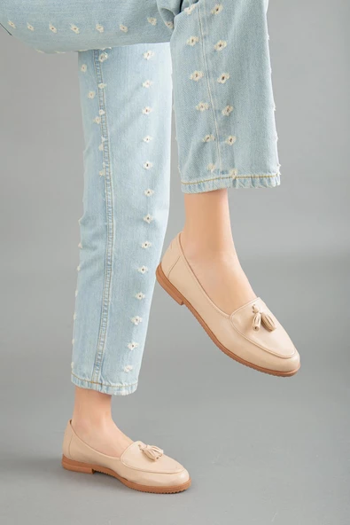 Püsküllü Cilt Nude Kadın Günlük Ayakkabı - Resim 2