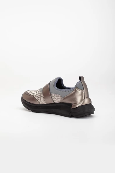 Taşlı Kalın Taban Streç Platin Kadın Makosen Günlük Ayakkabı - Resim 7