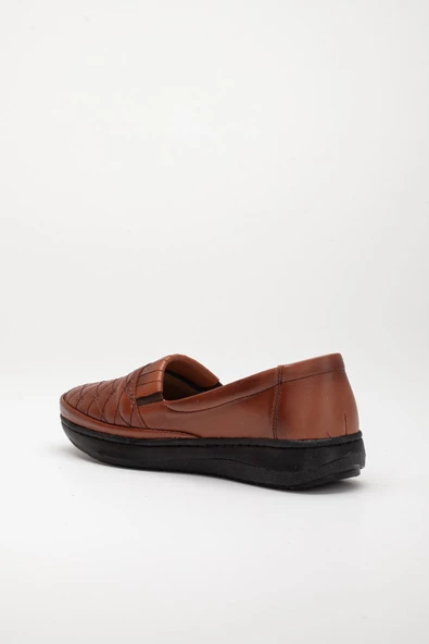 Hakiki Deri Nakış Detaylı Taba Büyük Numara Kadın Ayakkabısı Günlük - Resim 6