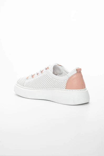 Hakiki Doğal Deri Bağcıklı Pudra Kadın Cusual Ayakkabı - Resim 5