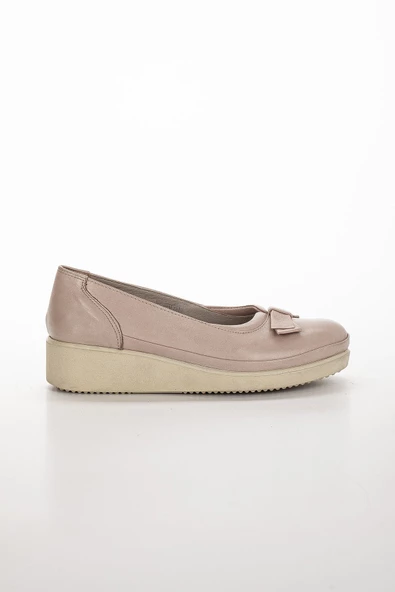 Dilimler Ayakkabı Hakiki Deri Ortopedik Fiyonklu Gri Kadın Ayakkabı - Resim 3