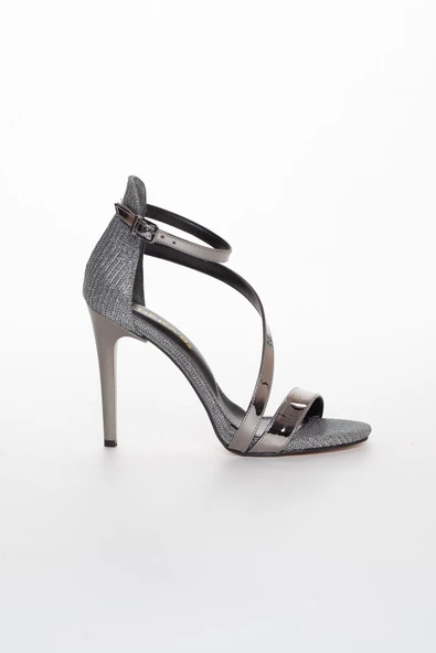 Platform Tekbant Platin Kadın Topuklu Abiye Ayakkabı - Resim 2