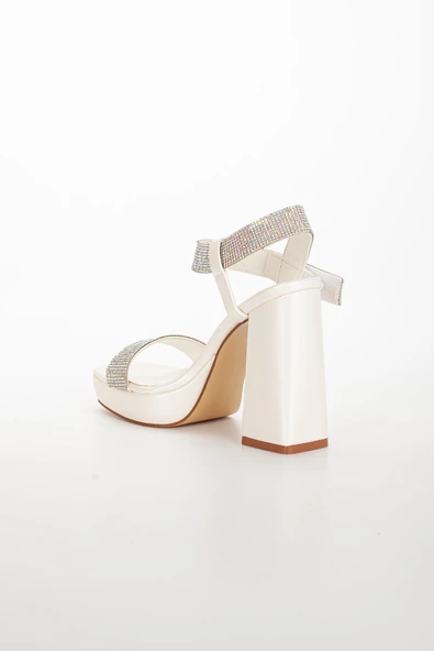 Tekbant Taşlı Platform Topuklu Sedef Kadın Abiye Ayakkabı - Resim 5