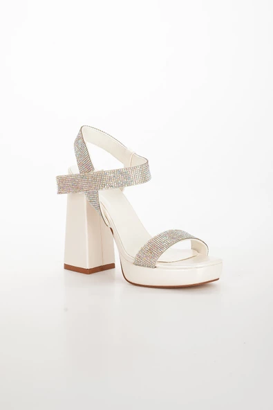 Tekbant Taşlı Platform Topuklu Sedef Kadın Abiye Ayakkabı - Resim 4