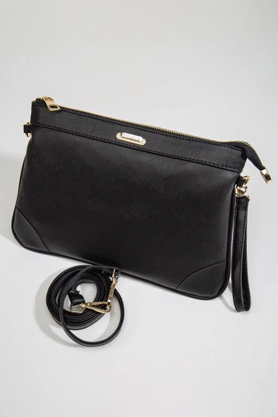 Prada Malzeme Uzun Kısa Askılı Siyah Kadın Portföy Çanta - Resim 4