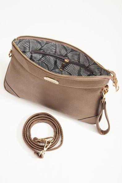 Prada Malzeme Uzun Kısa Askılı Bakır Kadın Portföy Çanta - Resim 3