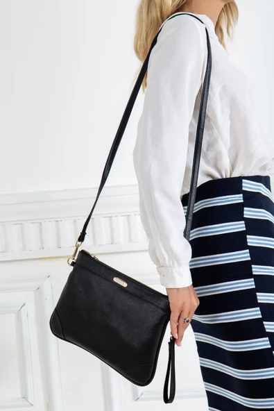 Prada Malzeme Uzun Kısa Askılı Siyah Kadın Portföy Çanta - Resim 2