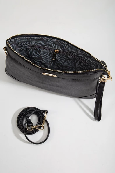 Prada Malzeme Uzun Kısa Askılı Siyah Kadın Portföy Çanta - Resim 3