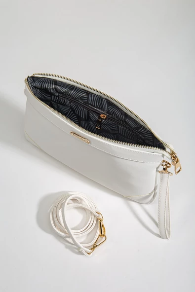 Prada Malzeme Uzun Kısa Askılı Beyaz Kadın Portföy Çanta - Resim 3