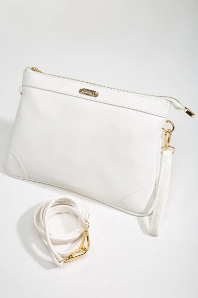Prada Malzeme Uzun Kısa Askılı Beyaz Kadın Portföy Çanta - Resim 4
