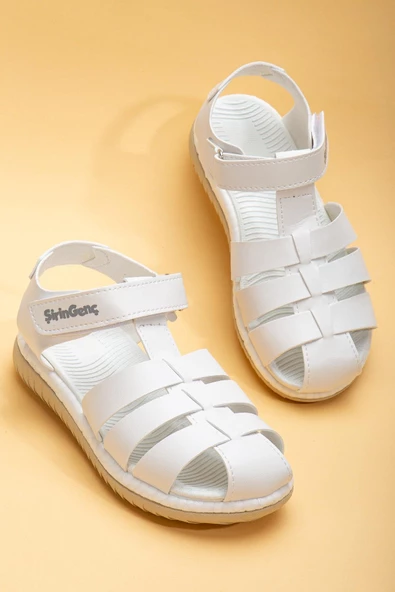 Şirin Genç Ortopedik Kafes Beyaz Erkek Çocuk Sandalet - 2