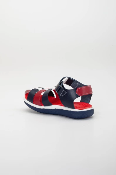 Şirin Genç Ortopedik Kafes Lacivert Kırmızı Erkek Çocuk Sandalet - Resim 5