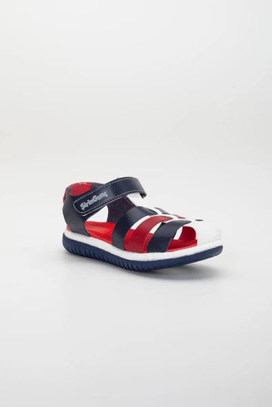 Şirin Genç Ortopedik Kafes Lacivert Kırmızı Erkek Çocuk Sandalet - Resim 4