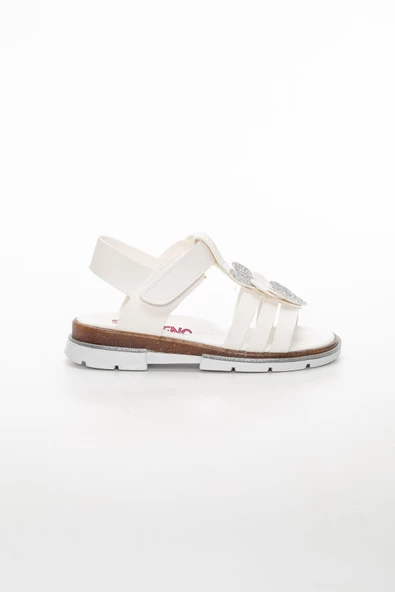 Şirin Genç Ortopedik Kalpli Beyaz Kız Çocuk Sandalet - Resim 2