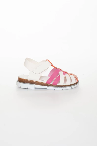 Şirin Genç Ortopedik Kafes Fuşya Beyaz Kız Çocuk Sandalet - 2