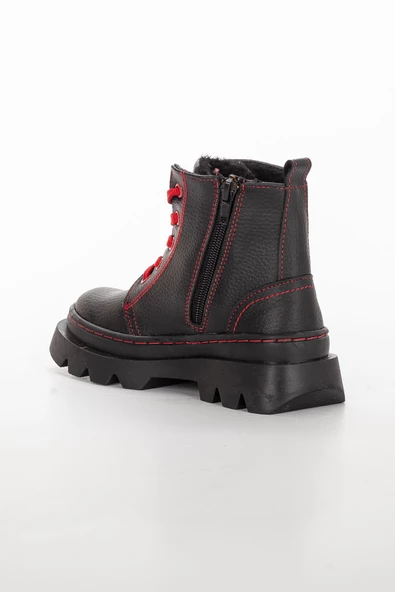 ŞirinGenç Ortopedik Bağlı Fermuarlı Deri Kırmızı Kız Çocuk Bot - Resim 5