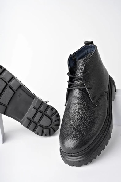 Muggo FODEN Garantili Hakiki Deri Fermuarlı İçi Kürklü Eva Taban Erkek Kışlık Chelsea Bot - 4