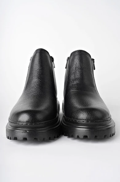 Muggo İCARDİ Garantili Hakiki Deri Fermuarlı İçi Kürklü Eva Taban Erkek Kışlık Chelsea Bot - 6