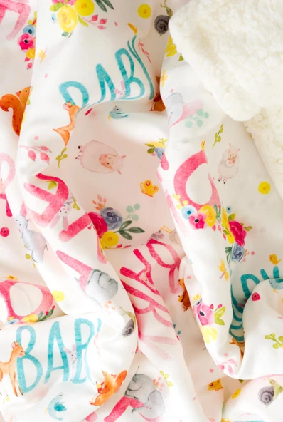 Yumuşak Bebek Battaniyesi Love Sevimli Hayvanlar Kuzu Tüyü Battaniye 80x100 cm LTD9103 - 9