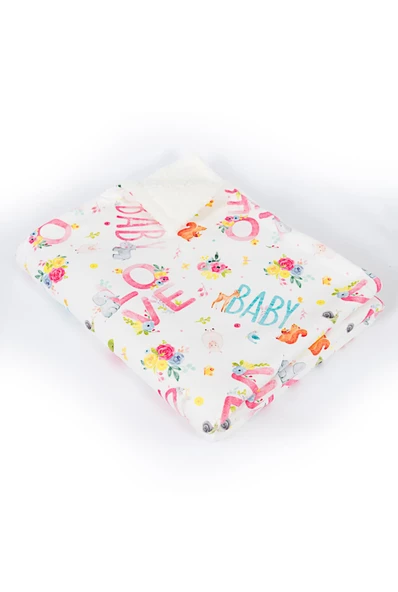 Yumuşak Bebek Battaniyesi Love Sevimli Hayvanlar Kuzu Tüyü Battaniye 80x100 cm LTD9103 - 2