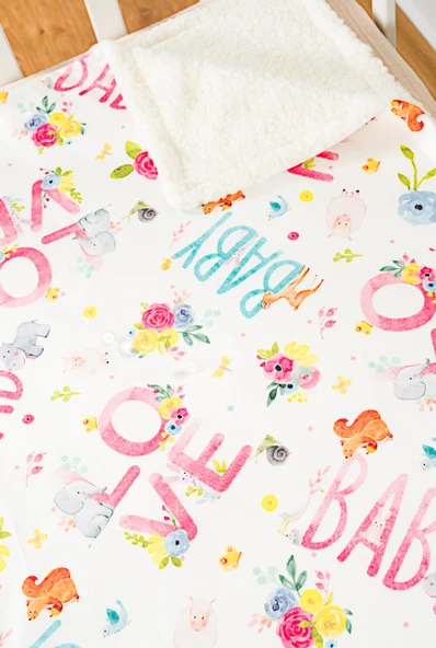 Yumuşak Bebek Battaniyesi Love Sevimli Hayvanlar Kuzu Tüyü Battaniye 80x100 cm LTD9103 - 5