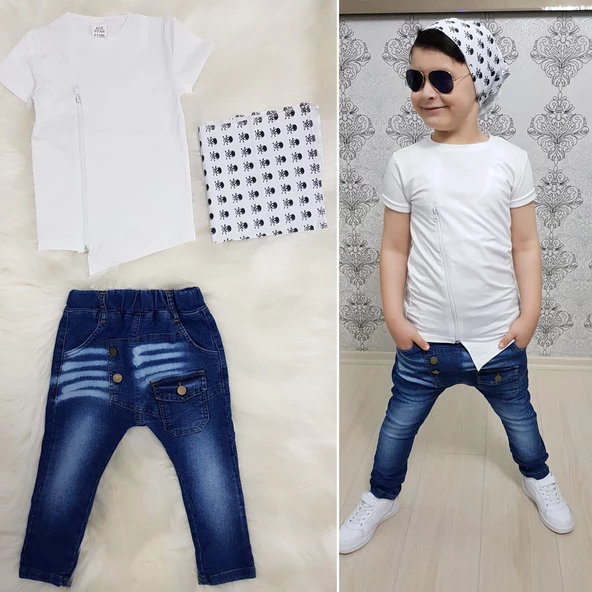 MODAVALS FERMUAR DETAYLI 3 PARÇA ERKEK ÇOCUK KOT TAKIM - 7