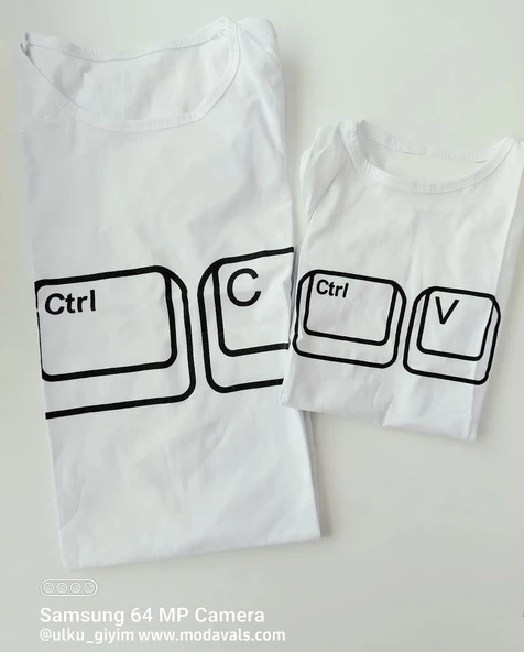 MODAVALS CTRL C/CTRL V BABA ÇOCUK TSHIRT AİLE KOMBİN - BEYAZ - 3