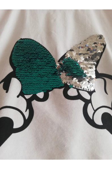 MODAVALS MINNIE BASKILI PUL PAYETLİ İNCİ DETAYLI ŞORTLU TAKIM - 4