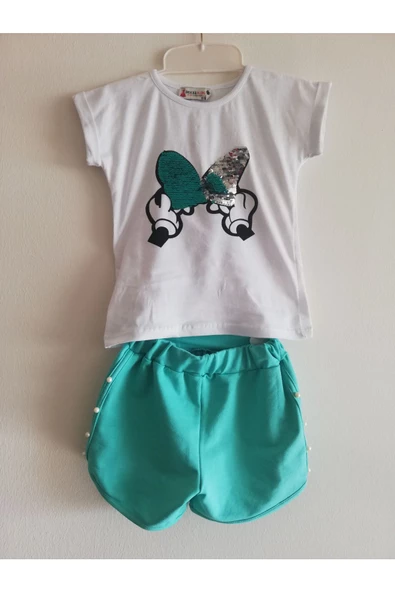 MODAVALS MINNIE BASKILI PUL PAYETLİ İNCİ DETAYLI ŞORTLU TAKIM - 2