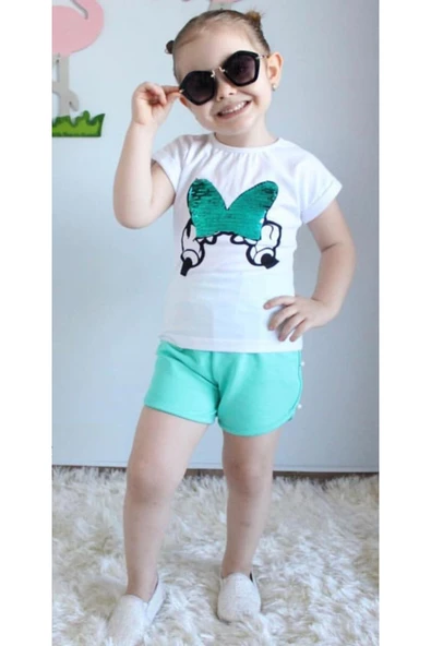 MODAVALS MINNIE BASKILI PUL PAYETLİ İNCİ DETAYLI ŞORTLU TAKIM - 5