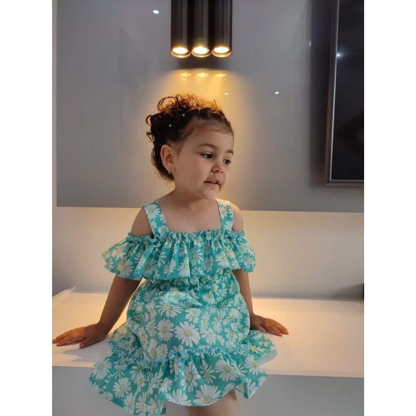 MODAVALS MİNT YEŞİLİ KARDEŞ KOMBİN KIZ ÇOCUK ELBİSE & BANDANA KOMBİN - 7