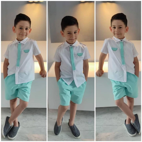 MODAVALS MİNT YEŞİLİ KARDEŞ KOMBİN ERKEK ÇOCUK ŞORTLU TAKIM - 2