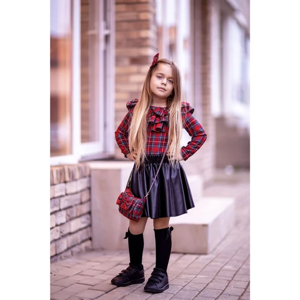 MODAVALS EKOSE KARDEŞ KOMBİN 5 PARÇA KIZ ÇOCUK TAKIM - KIRMIZI - 3