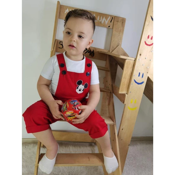 MODAVALS GABARDİN KARDEŞ KOMBİN MICKEY TULUM & TSHIRT KOMBİN - KIRMIZI - 3