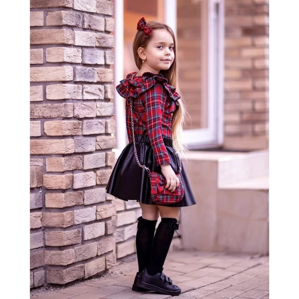 MODAVALS EKOSE KARDEŞ KOMBİN 5 PARÇA KIZ ÇOCUK TAKIM - KIRMIZI - 5