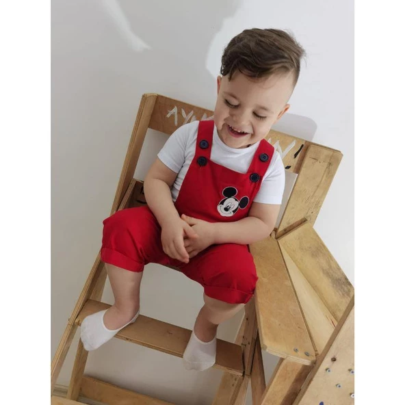 MODAVALS GABARDİN KARDEŞ KOMBİN MICKEY TULUM & TSHIRT KOMBİN - KIRMIZI - 4