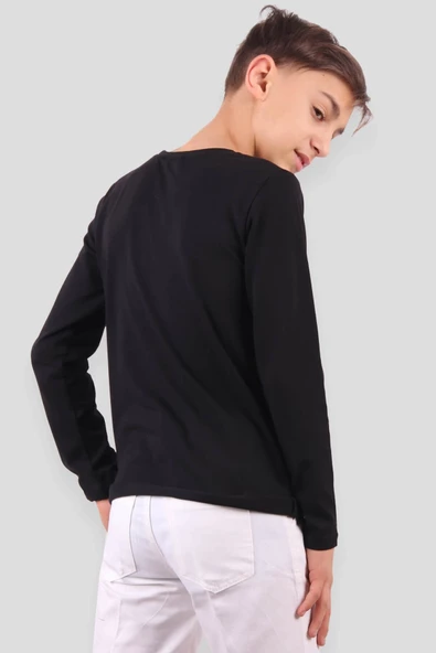 MODAVALS 23 NİSAN 19 MAYIS 29 EKİM 10 KASIM OKUL GÖSTERİ UNISEX ÇOCUK ATATÜRK & İMZA BASKILI UZUN KOL BADİ - SİYAH - 2