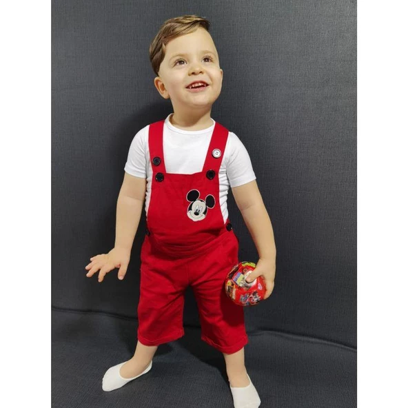 MODAVALS GABARDİN KARDEŞ KOMBİN MICKEY TULUM & TSHIRT KOMBİN - KIRMIZI - 2